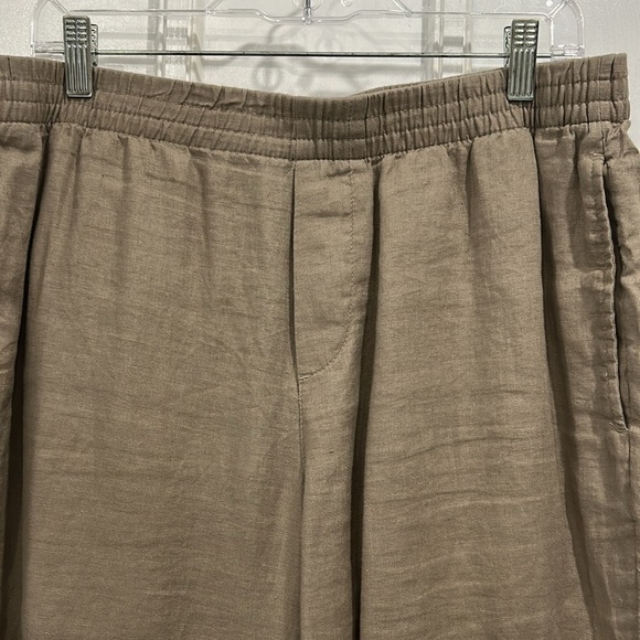 H&M Regular Fit Elastic Waist Linen Pull On Pants with Pockets in Tan - Medium - Picture 3 of 8